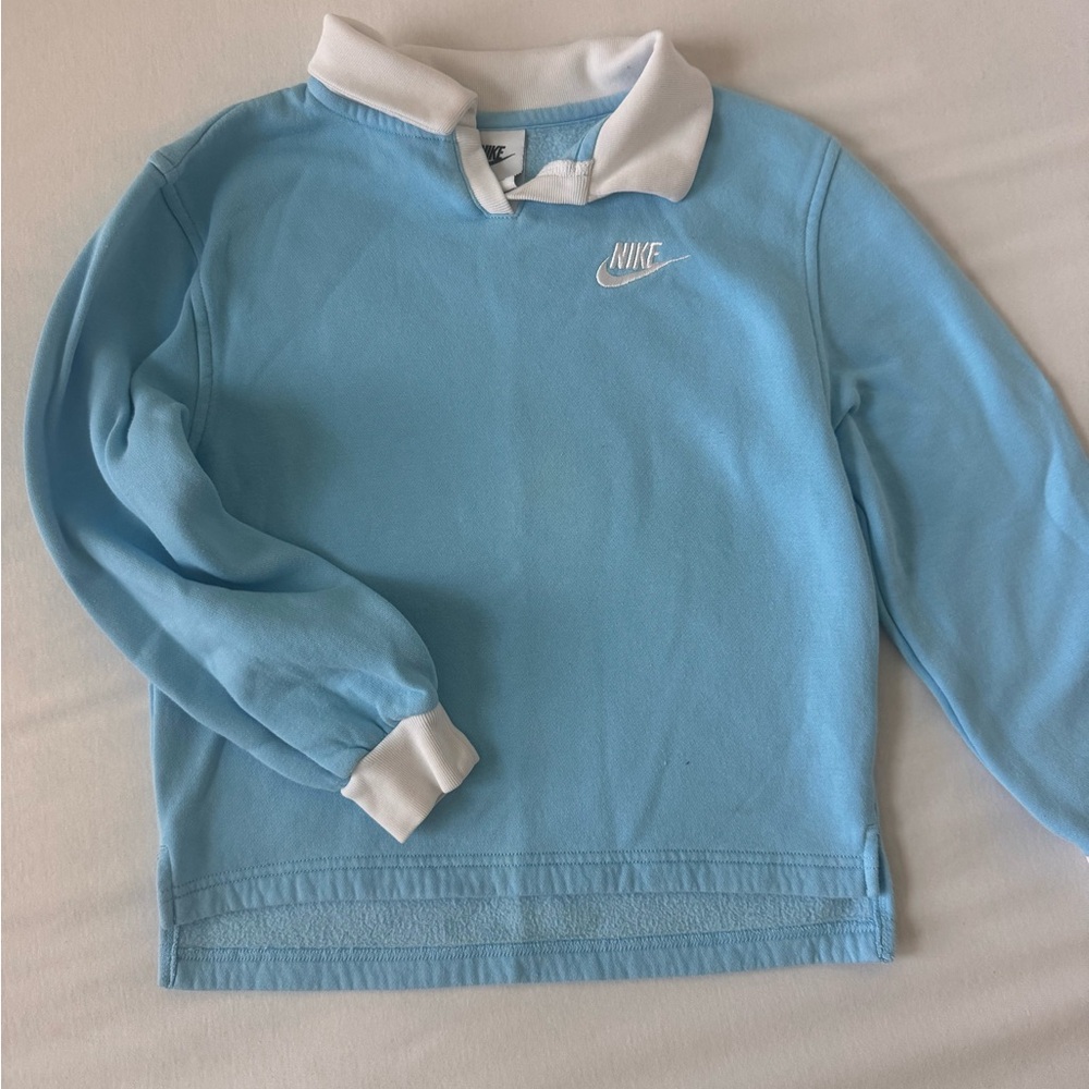 Nike Kids Light Blue Sweatshirt with White Collar